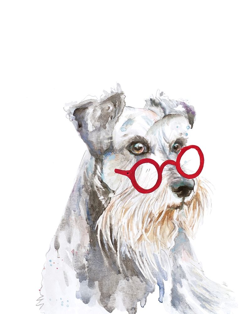 Schnauzer Dog with Glasses art print by Patricia Pinto for $57.95 CAD