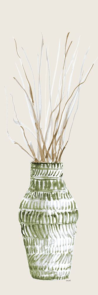 Tall Textured Vase In Green II art print by Lanie Loreth for $57.95 CAD