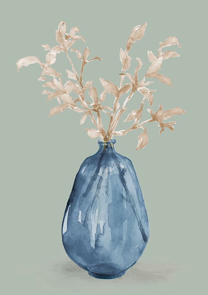 Cotton Stems In Blue Vase art print by Lanie Loreth for $57.95 CAD