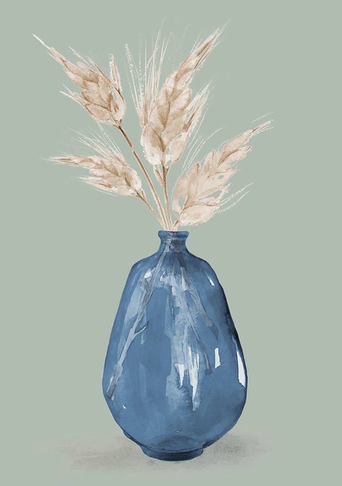 Oat Stems In Blue Vase art print by Lanie Loreth for $57.95 CAD