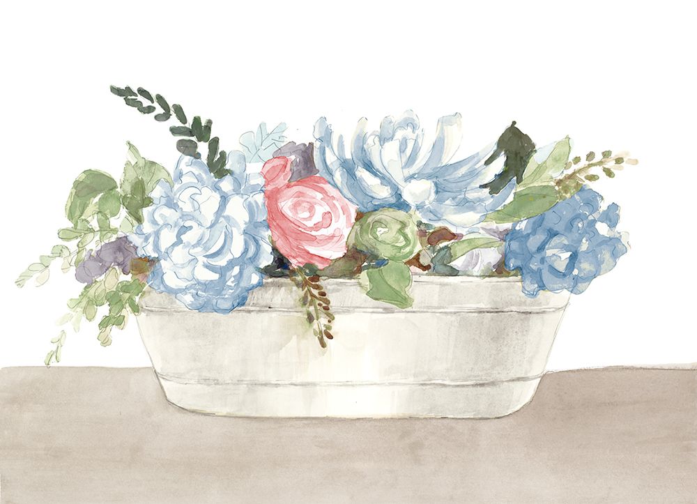 Spring Flowers in Galvanized Planter art print by Lanie Loreth for $57.95 CAD