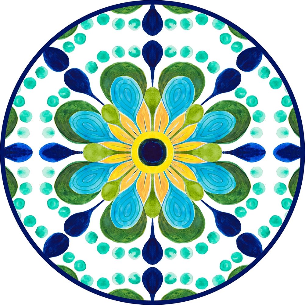 Italian Flower Tile Round art print by Patricia Pinto for $57.95 CAD