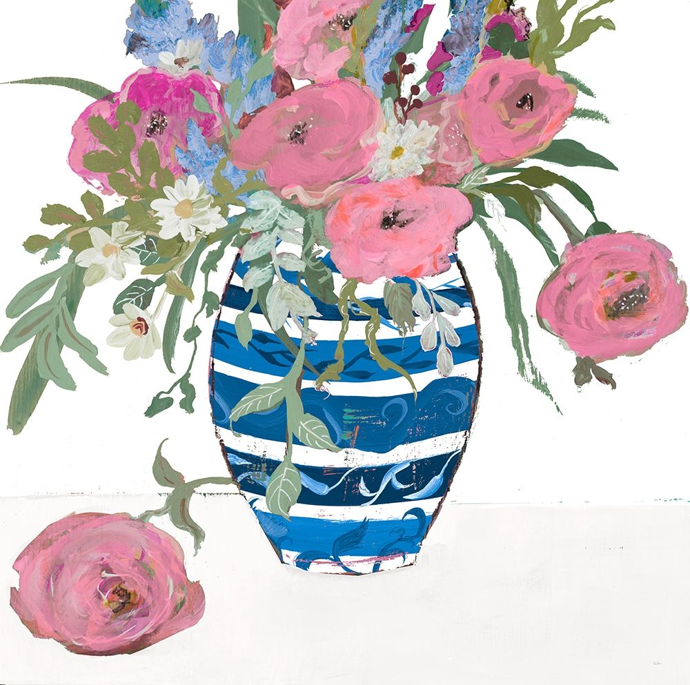 Blue Vase of Pink Roses art print by Robin Maria for $57.95 CAD