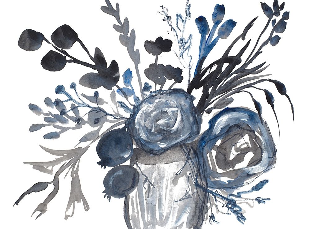 Blue Roses in Grey Vase art print by Robin Maria for $57.95 CAD