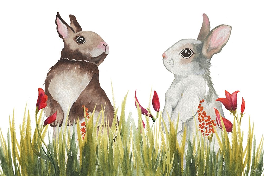 Bunnies Among the Flowers I art print by Elizabeth Medley for $57.95 CAD