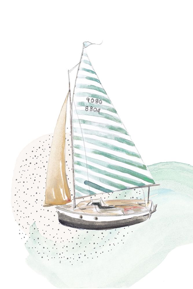 Turquoise Sail Boat art print by Patricia Pinto for $57.95 CAD