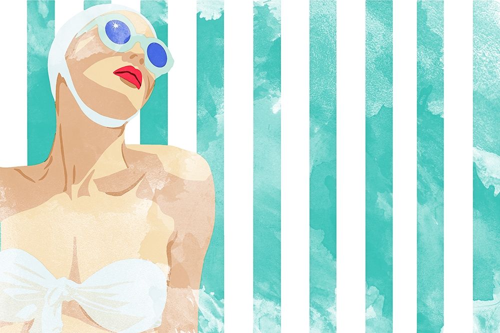 Bathing Beauty On Teal Towel art print by Jen Bucheli for $57.95 CAD