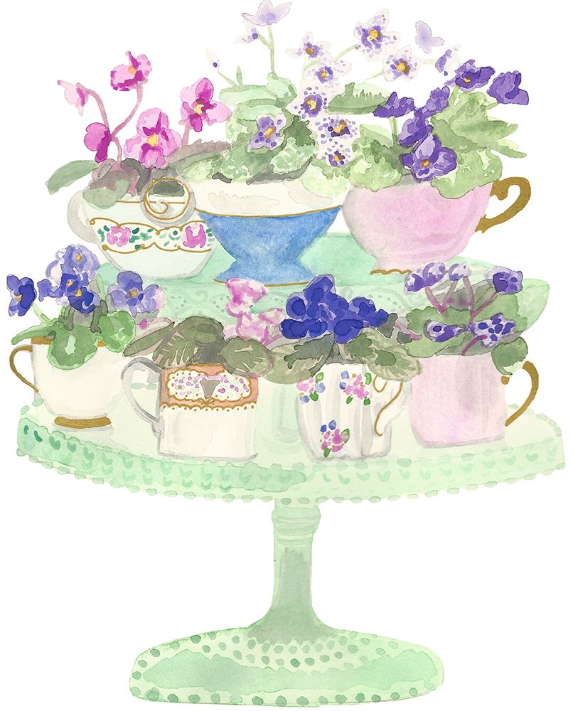Floral Tea Cups art print by Jen Bucheli for $57.95 CAD