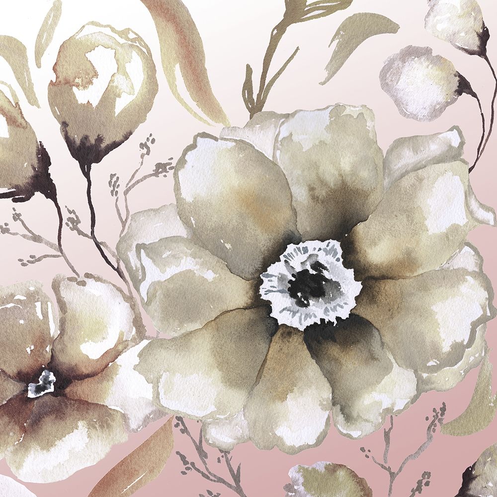 Neutral Flowers on Pink I art print by Elizabeth Medley for $57.95 CAD