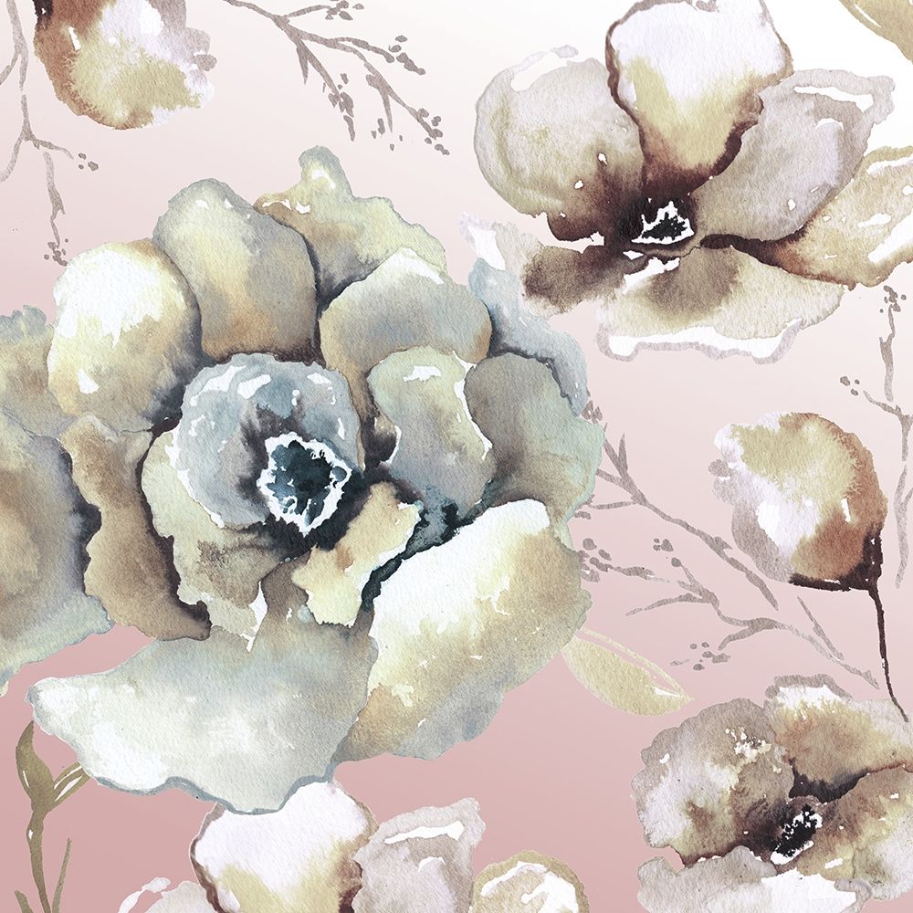 Neutral Flowers on Pink II art print by Elizabeth Medley for $57.95 CAD