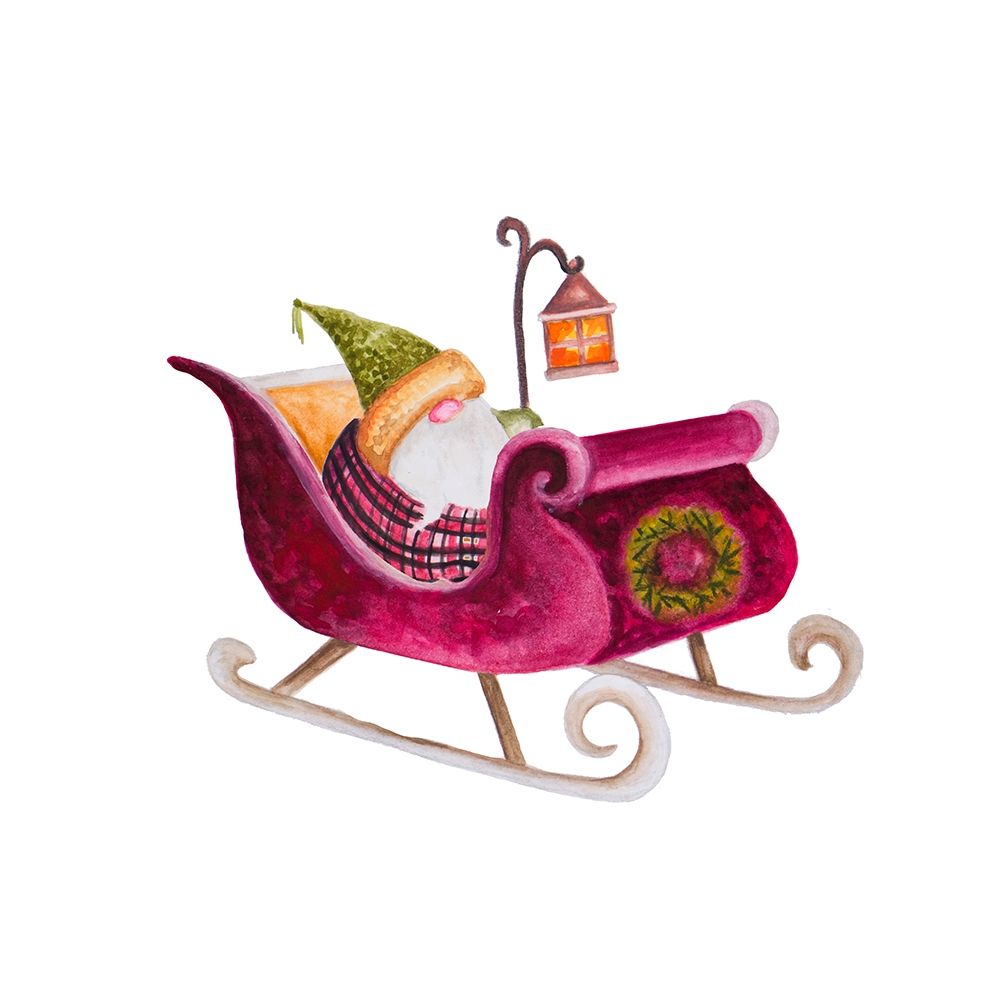 Gnome on a Sleigh art print by Janice Gaynor for $57.95 CAD