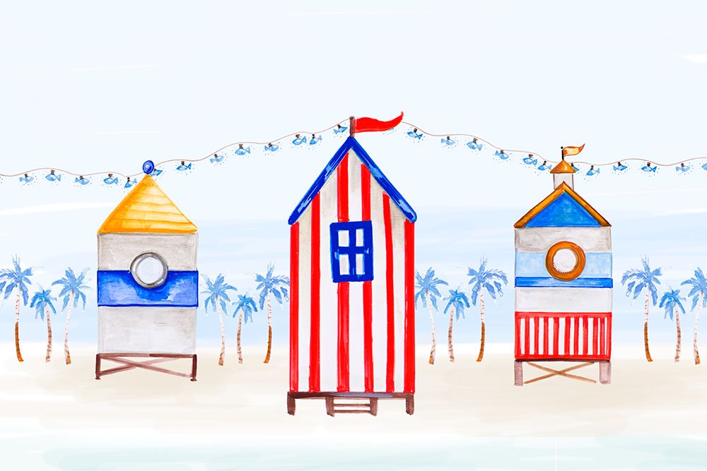 Lifeguard Houses on the Beach art print by Ani Del Sol for $57.95 CAD