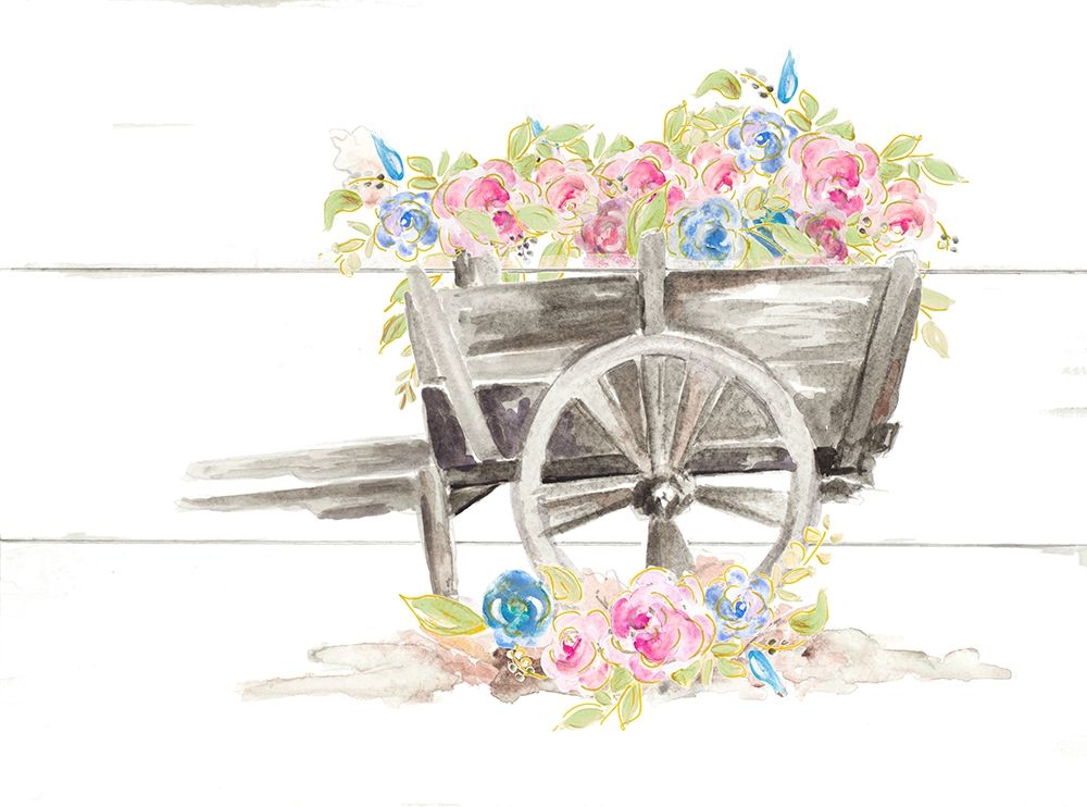 Wood Cart Floral art print by Patricia Pinto for $57.95 CAD