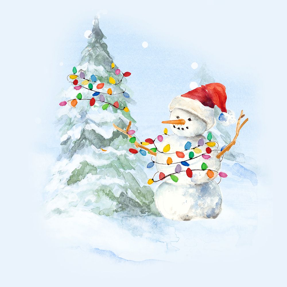 Christmas Snowy Pine And Snowman art print by Lanie Loreth for $57.95 CAD