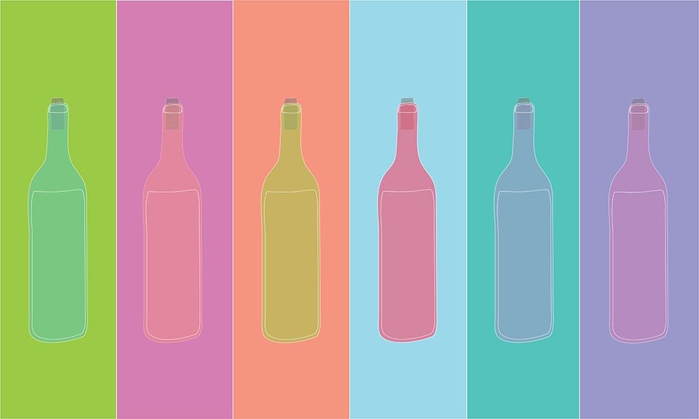 Colorful Mod Wine Bottles art print by Jen Bucheli for $57.95 CAD