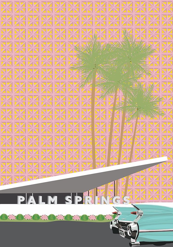 Palm Springs with Convertible art print by Jen Bucheli for $57.95 CAD