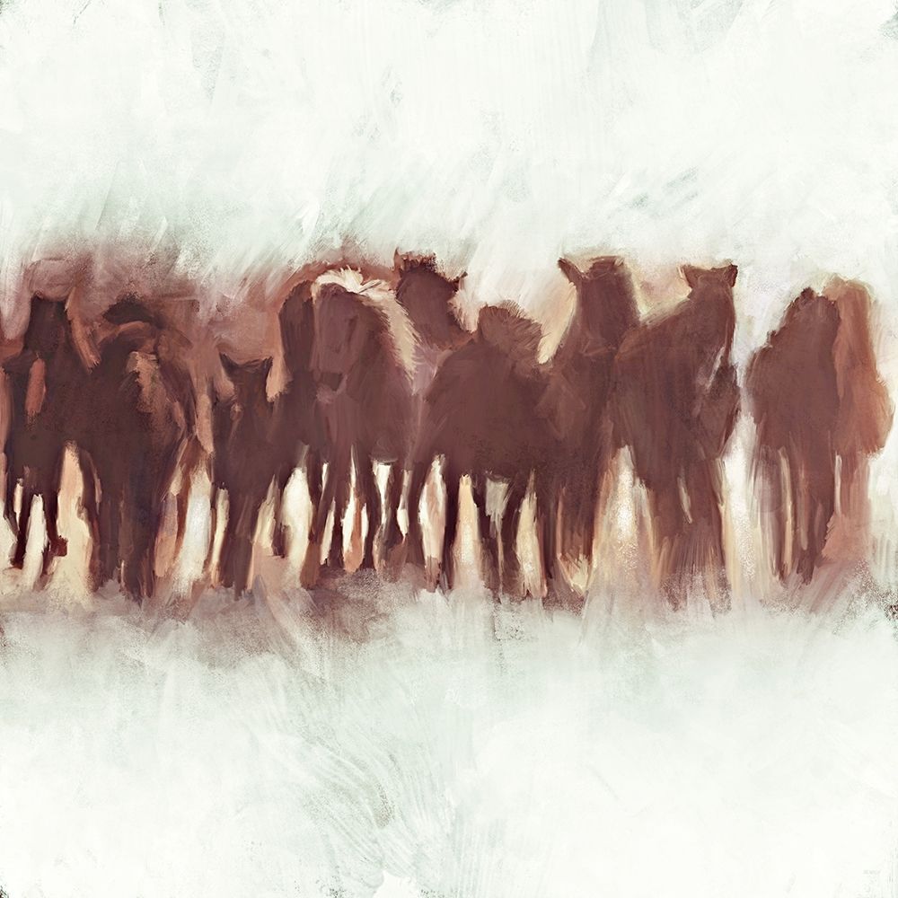 Team of Brown Horses Running art print by Dan Meneely for $57.95 CAD