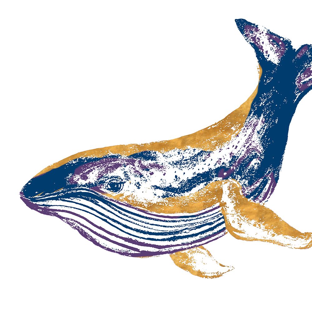 Golden Navy Whale art print by Patricia Pinto for $57.95 CAD