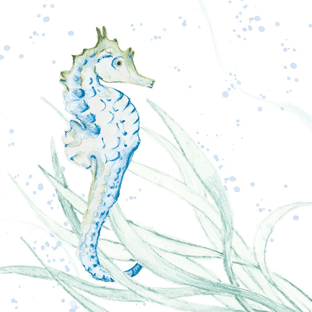 Blue Seahorse In Seagrass art print by Lanie Loreth for $57.95 CAD