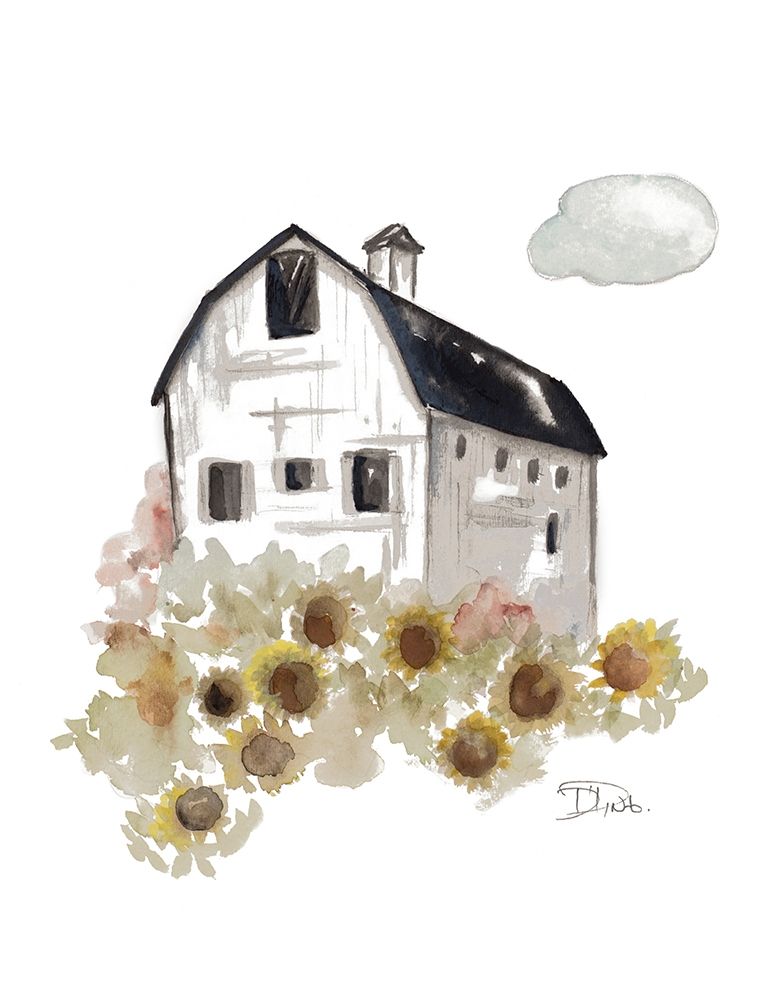 Barn and Sunflowers art print by Patricia Pinto for $57.95 CAD