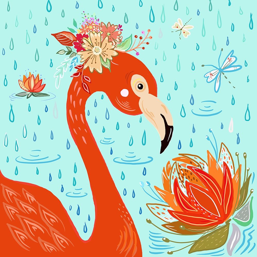 Flamingo in the Rain art print by Ani Del Sol for $57.95 CAD