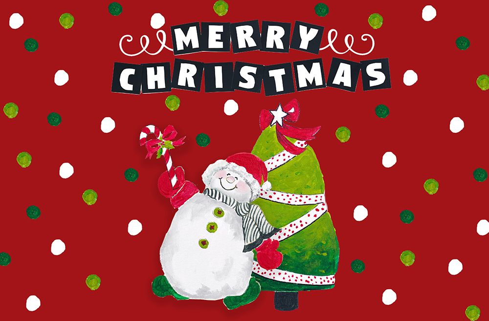Merry Christmas Snowman and Tree art print by Patricia Pinto for $57.95 CAD