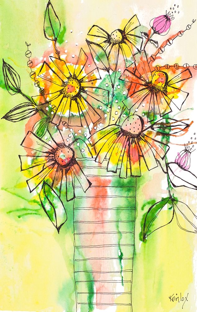 Bursting Wildflowers in Vase art print by Krinlox for $57.95 CAD