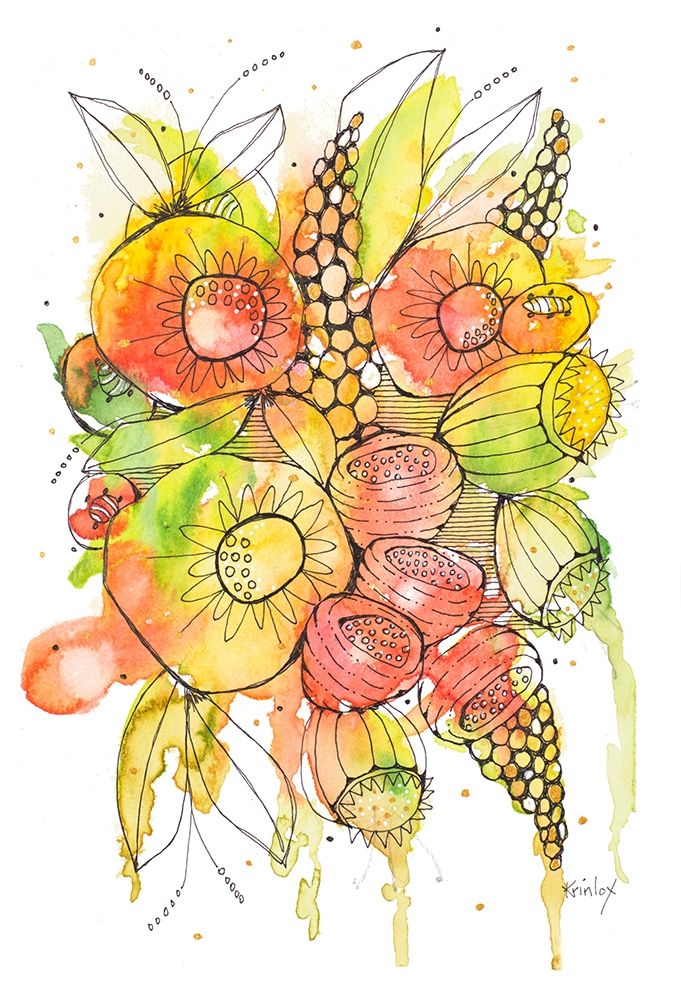 Bursting Wildflowers II art print by Krinlox for $57.95 CAD