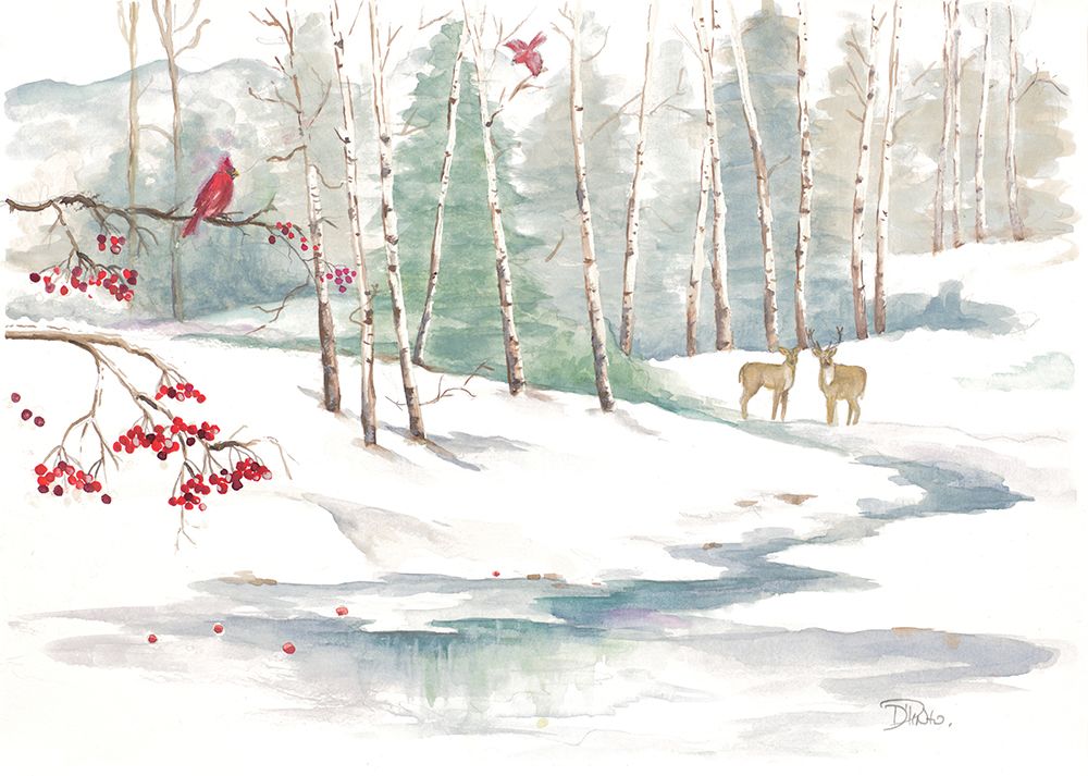 Winter Landscape With Deer art print by Patricia Pinto for $57.95 CAD
