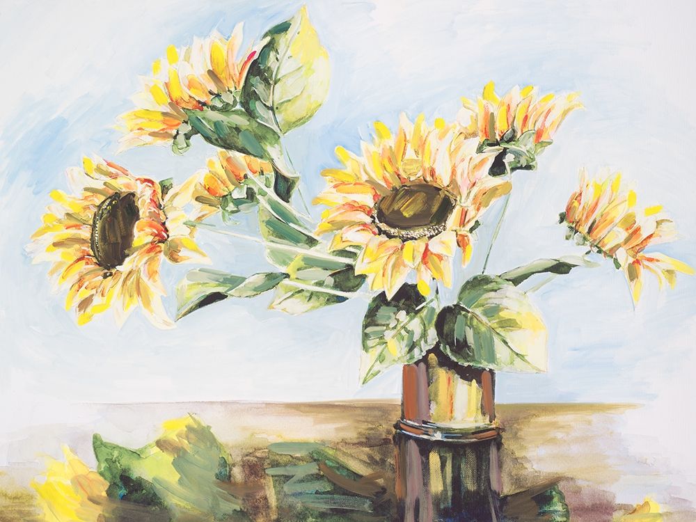 Sunflowers on Golden Vase art print by Heather A. French-Roussia for $57.95 CAD