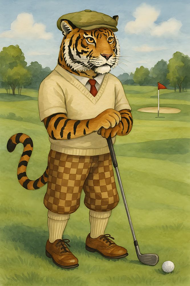 Tiger Golfing art print by Elizabeth Medley for $57.95 CAD