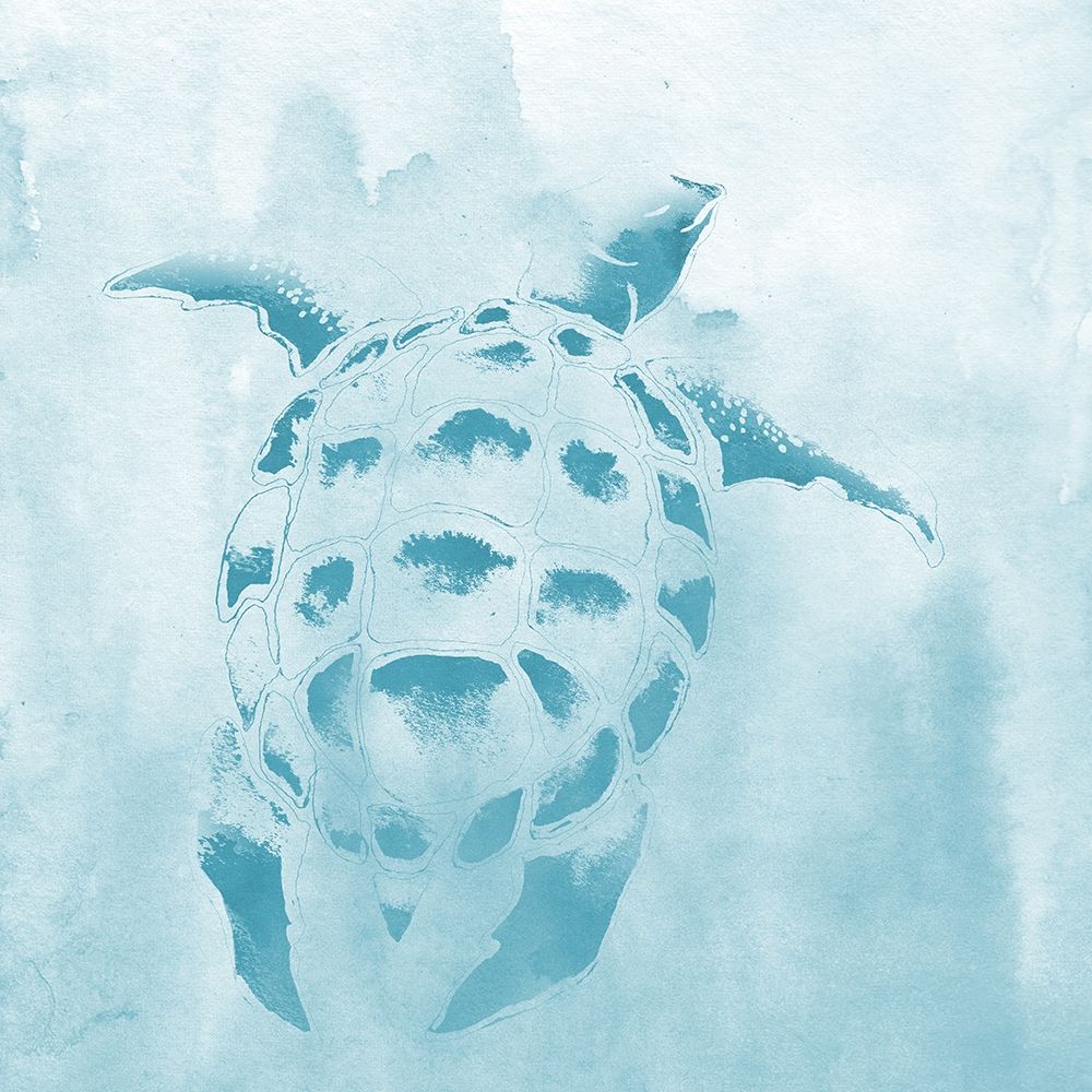 Washed Teal Aquatic Turtle art print by Elizabeth Medley for $57.95 CAD