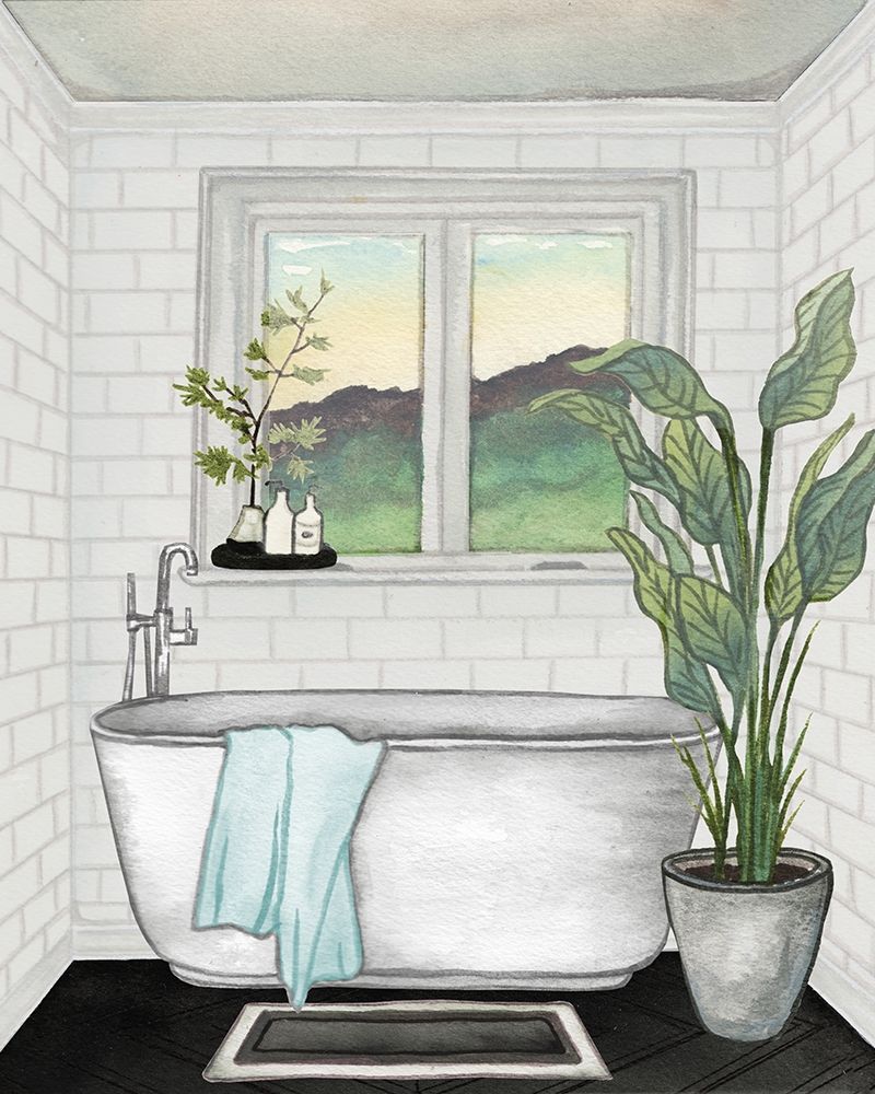 Modern Black and White Bath I art print by Elizabeth Medley for $57.95 CAD
