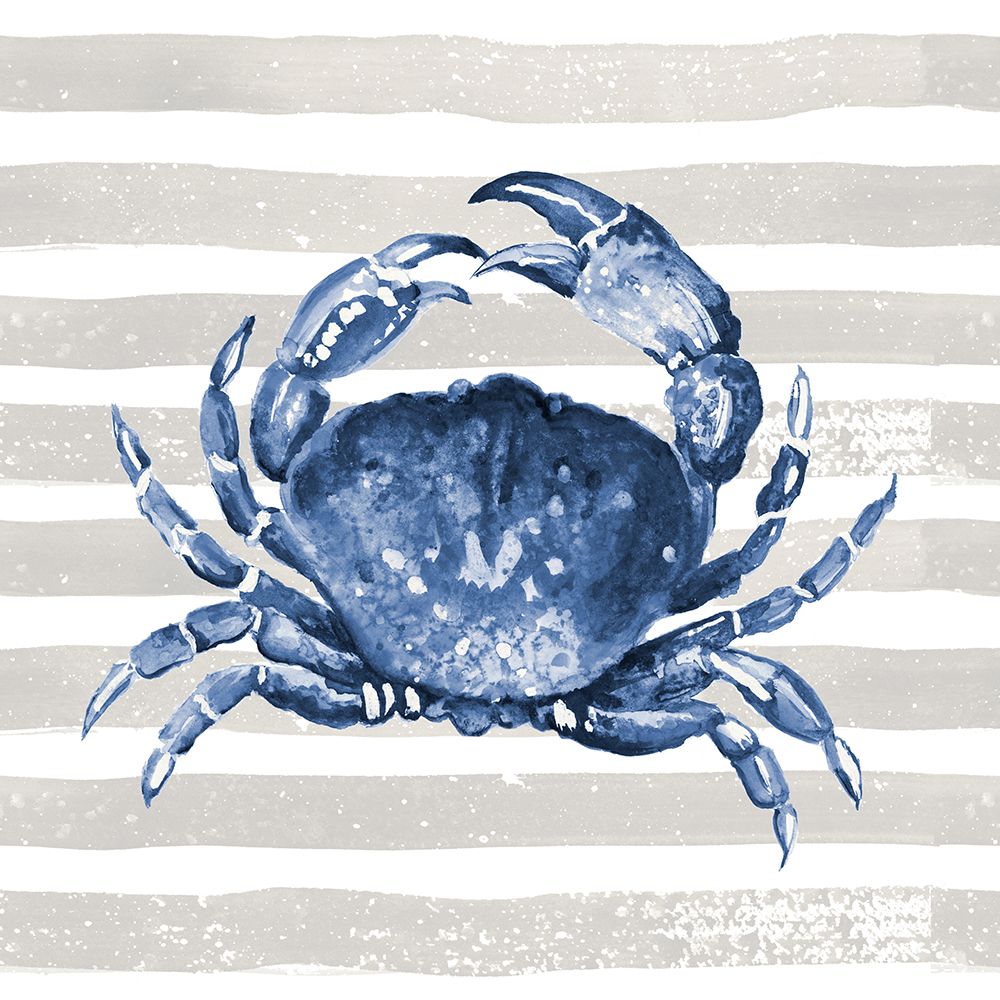 Blue Crab On Wide Stripes art print by Patricia Pinto for $57.95 CAD
