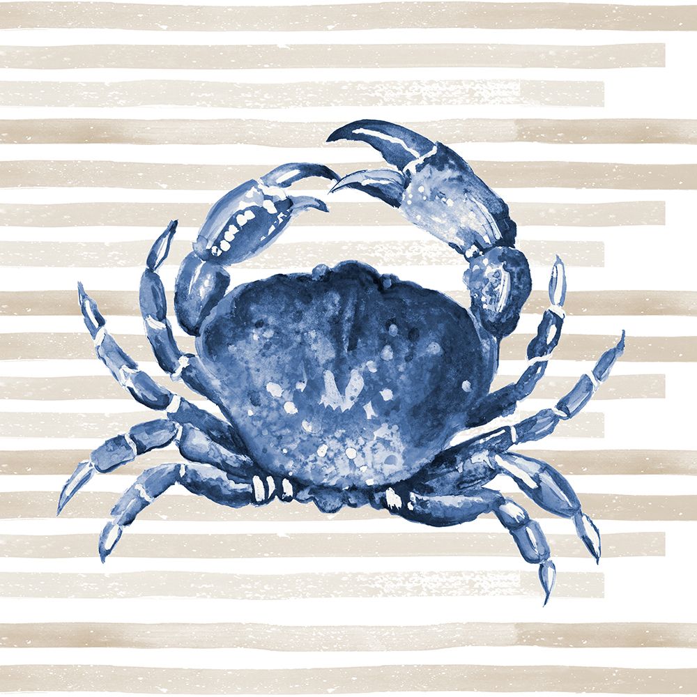 Blue Crab On Stripes art print by Patricia Pinto for $57.95 CAD