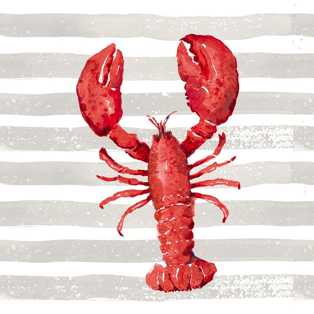 Red Lobster On Wide Stripes art print by Patricia Pinto for $57.95 CAD