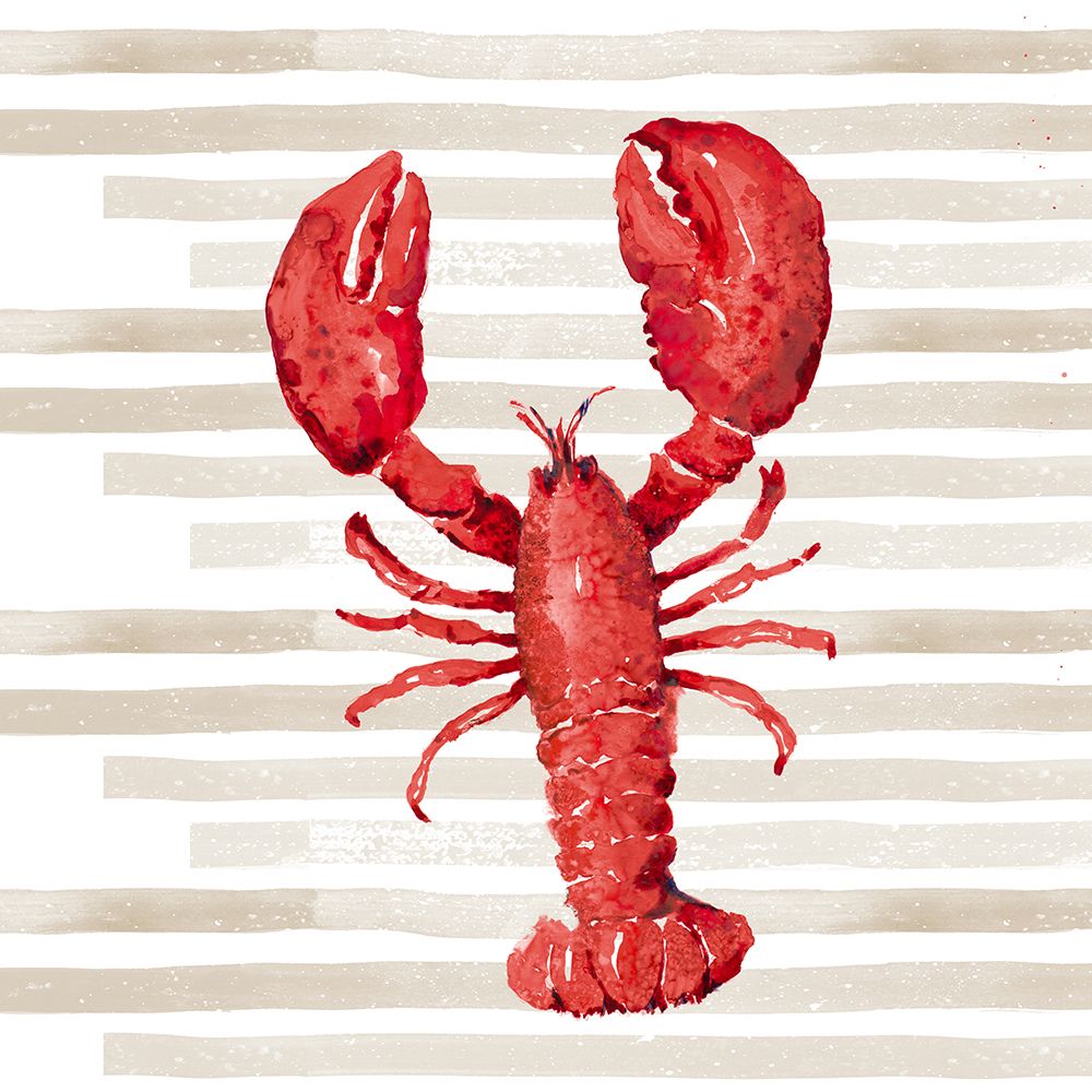 Red Lobster On Stripes art print by Patricia Pinto for $57.95 CAD