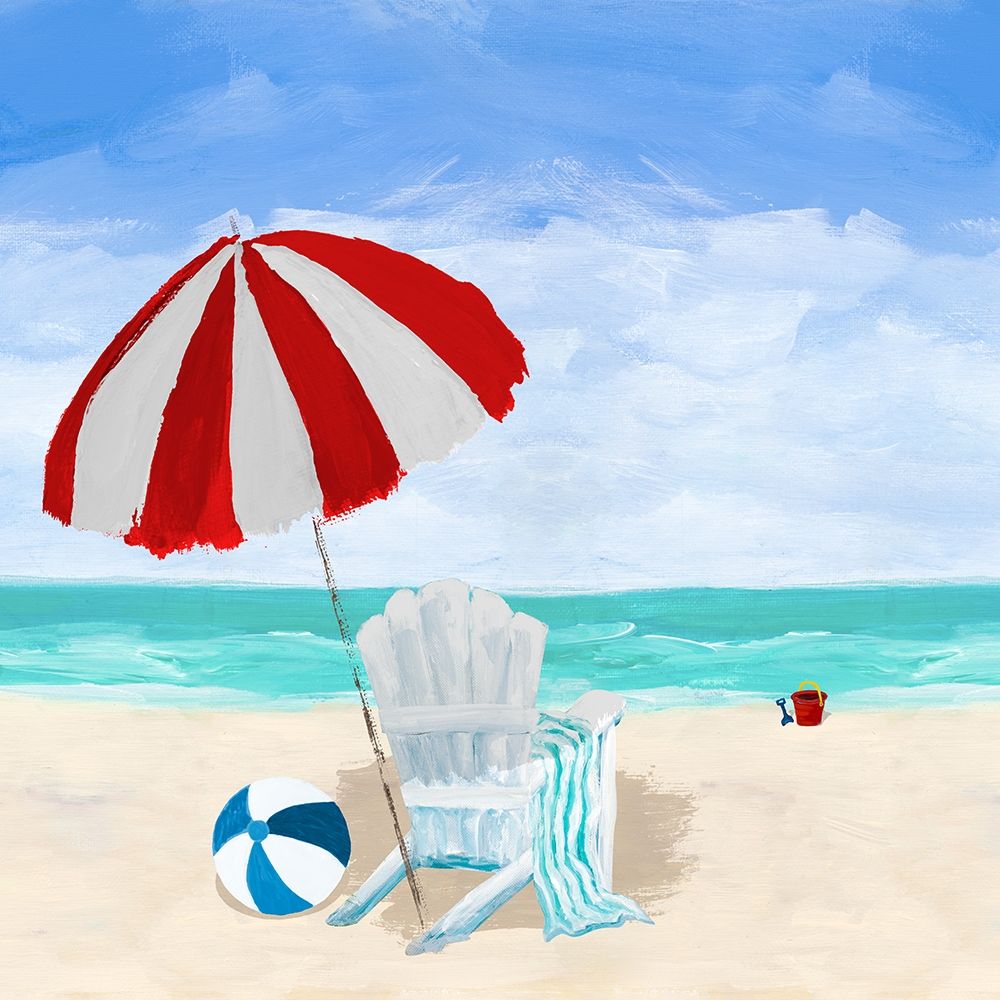 Beach Chair with Umbrella art print by Julie DeRice for $57.95 CAD
