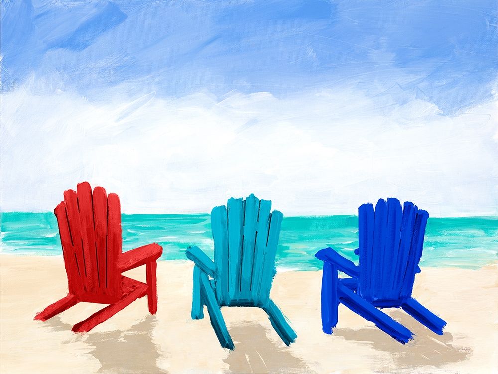 Beach Chair Trio art print by Julie DeRice for $57.95 CAD