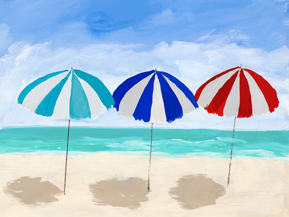 Beach Umbrella Trio art print by Julie DeRice for $57.95 CAD