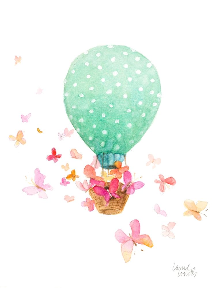 Hot Air Balloon With Butterflies art print by Lanie Loreth for $57.95 CAD