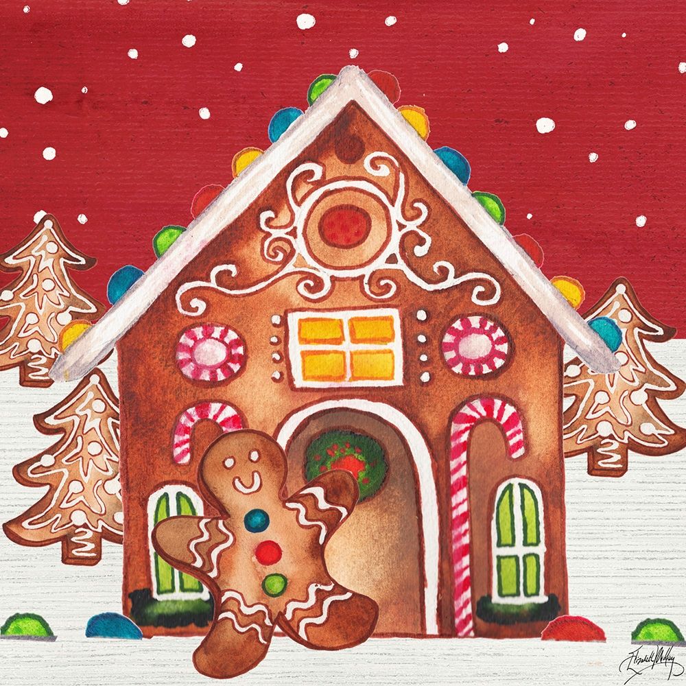 Joyful Gingerbread Village I art print by Elizabeth Medley for $57.95 CAD