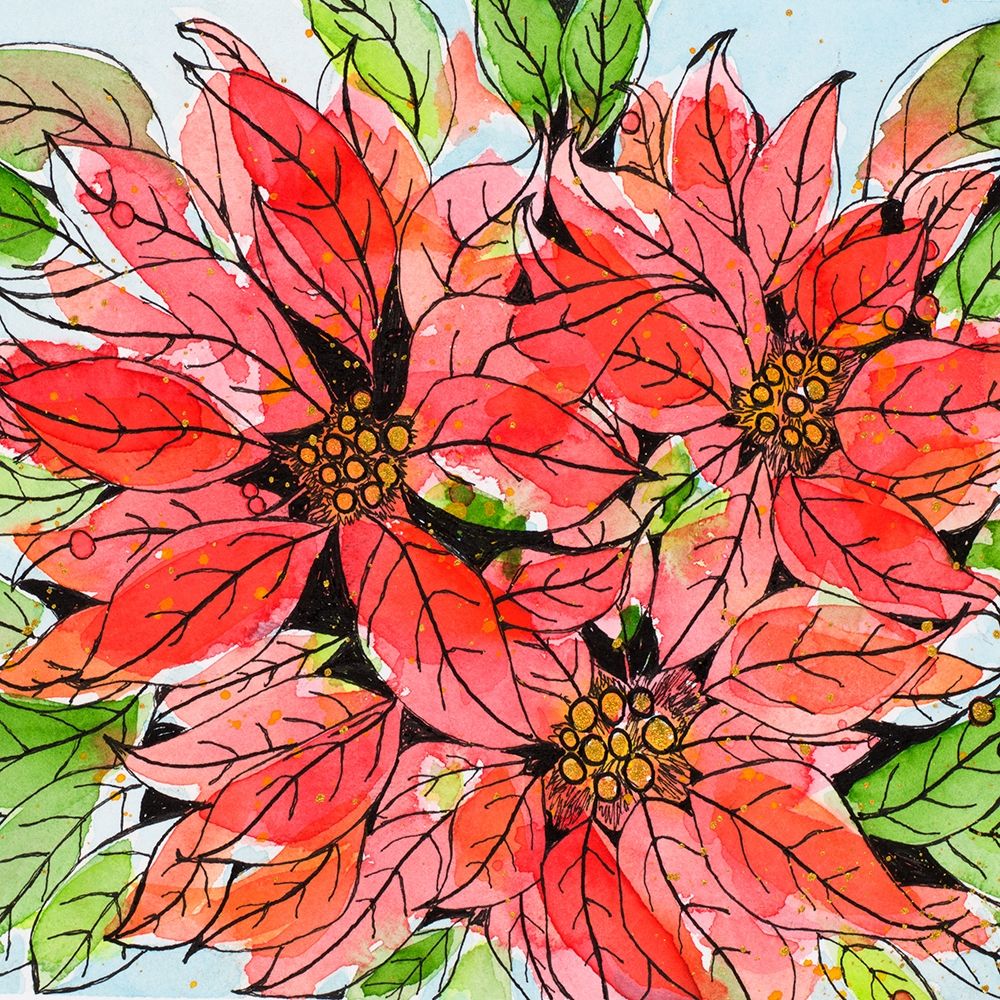 Vibrant Poinsettias I art print by Krinlox for $57.95 CAD