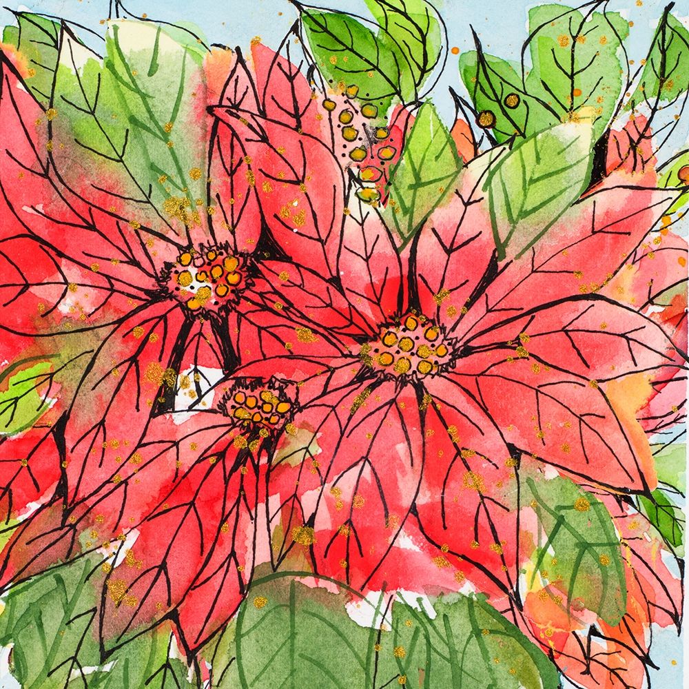 Vibrant Poinsettias II art print by Krinlox for $57.95 CAD