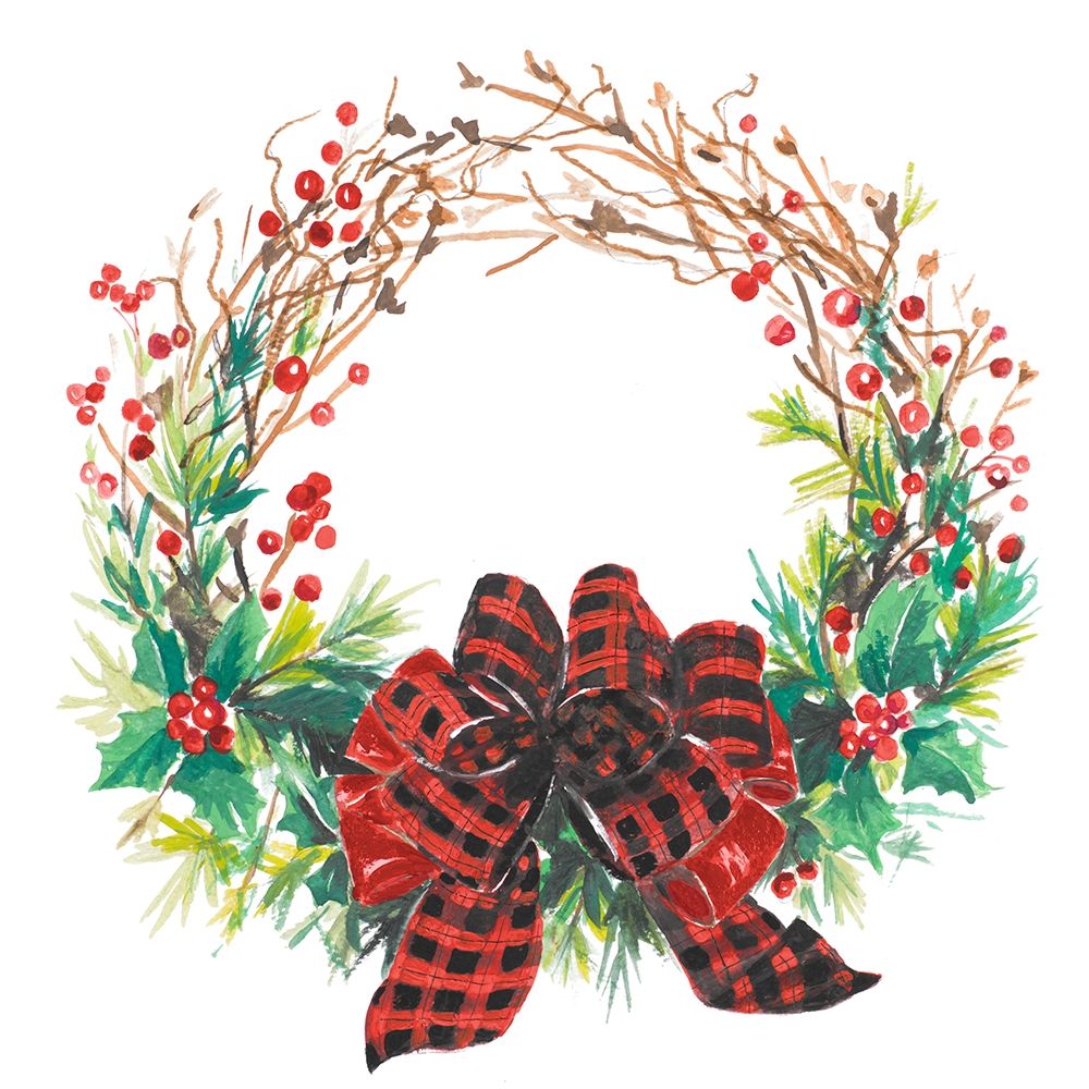 Christmas Holly Wreath art print by Patricia Pinto for $57.95 CAD