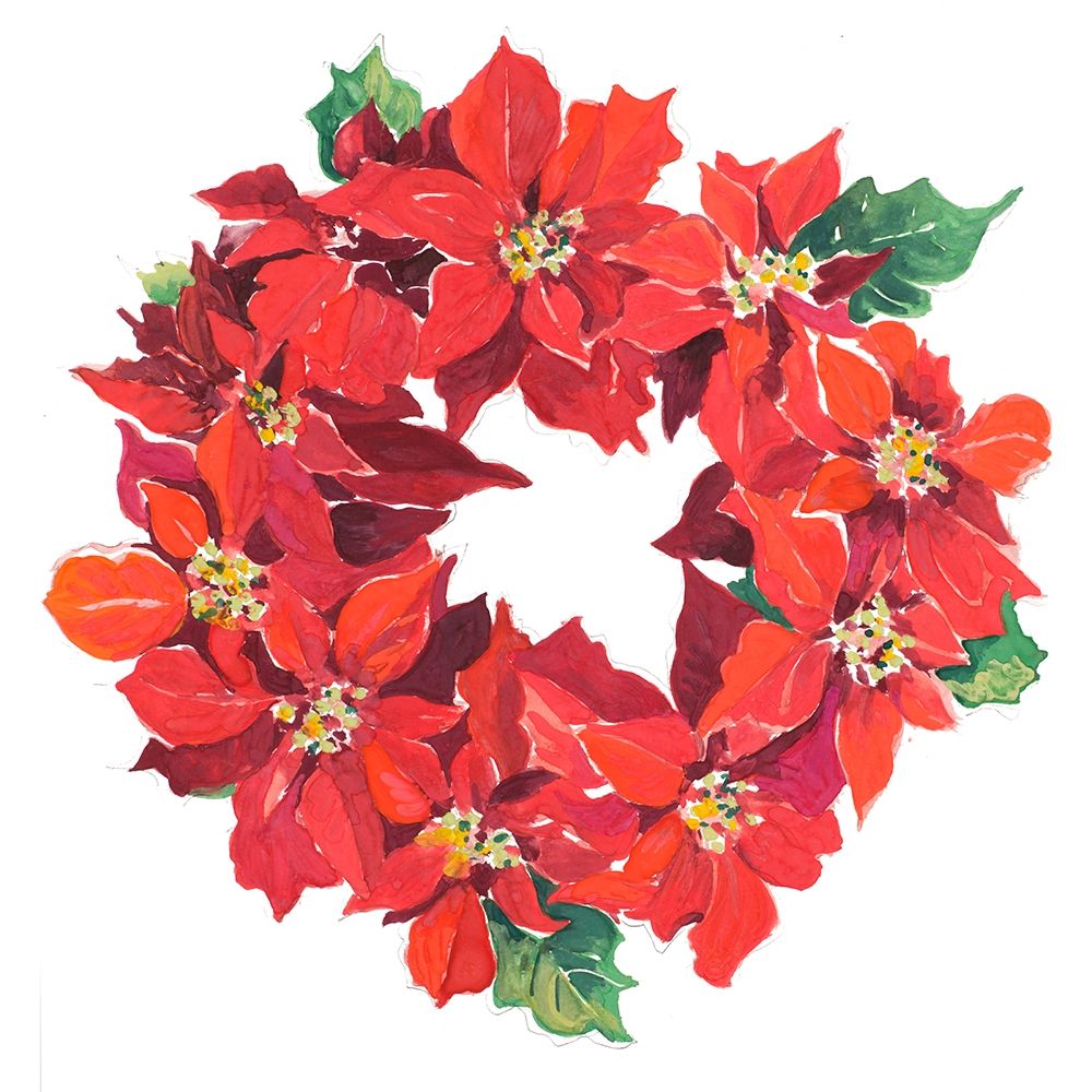Poinsettia Wreath art print by Patricia Pinto for $57.95 CAD