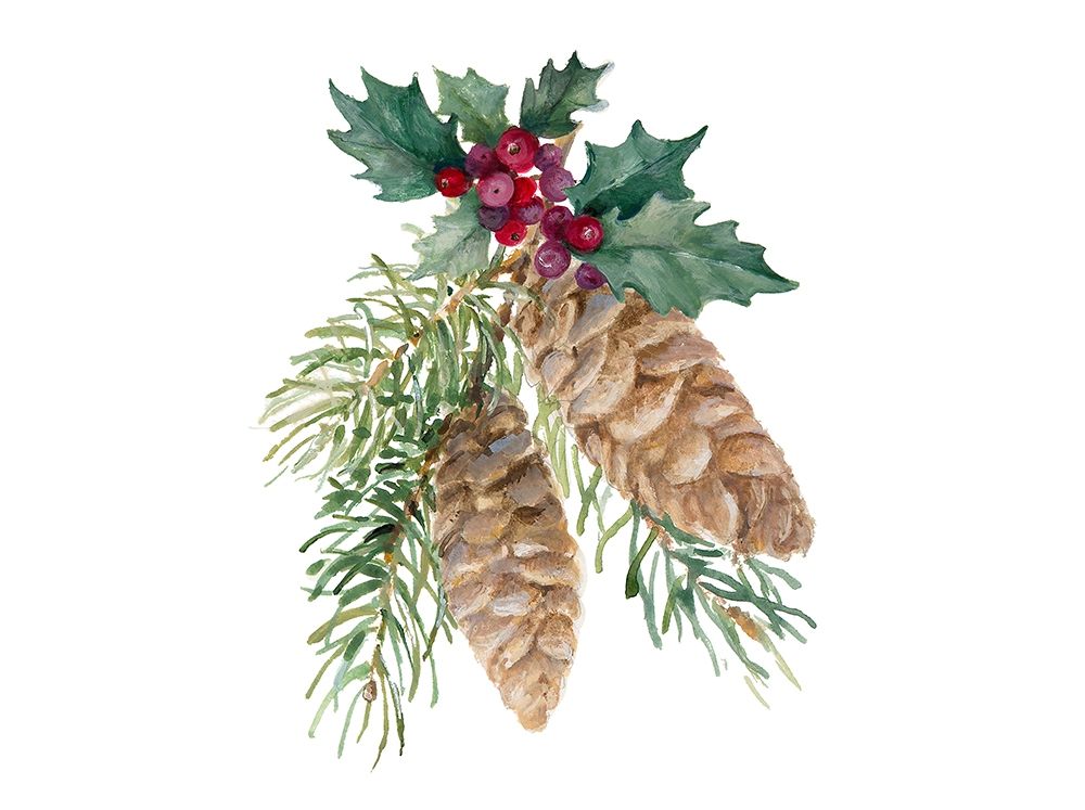 Pinecones And Holly art print by Lanie Loreth for $57.95 CAD