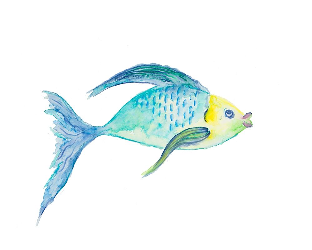 Yellow and Blue Fish I art print by Julie DeRice for $57.95 CAD