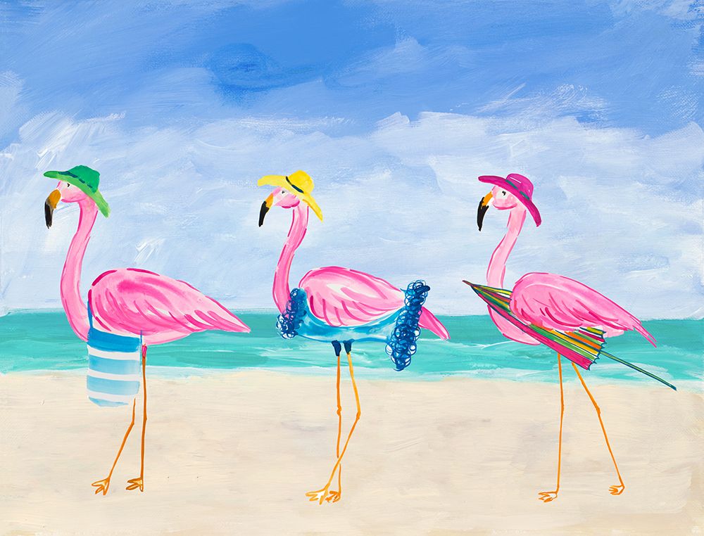 Flamingo Beach Walk art print by Julie DeRice for $57.95 CAD