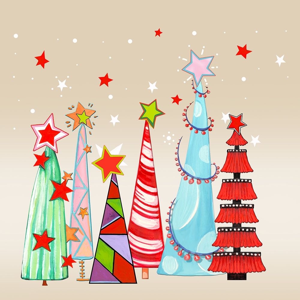 Sparkly and Bright Christmas Trees I art print by Diannart for $57.95 CAD
